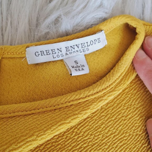 Mustard Color Blouse Pouf Sleeve by Green Envelope - Picture 5 of 5